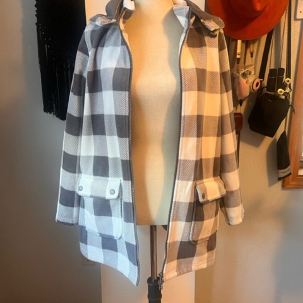 Checkered Pattern Hooded Coat - image 2